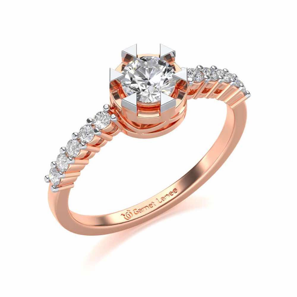 Evocative Shine Solitaire Silver Ring - Rose Gold - Image 1