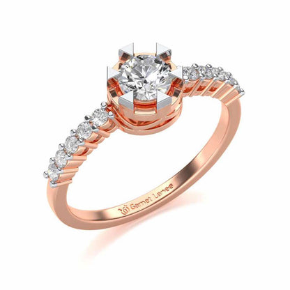 Evocative Shine Solitaire Silver Ring - Rose Gold - Image 1