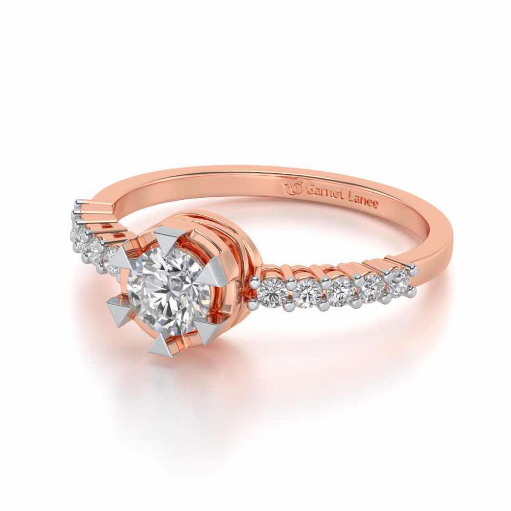 Evocative Shine Solitaire Silver Ring - Rose Gold - Image 2