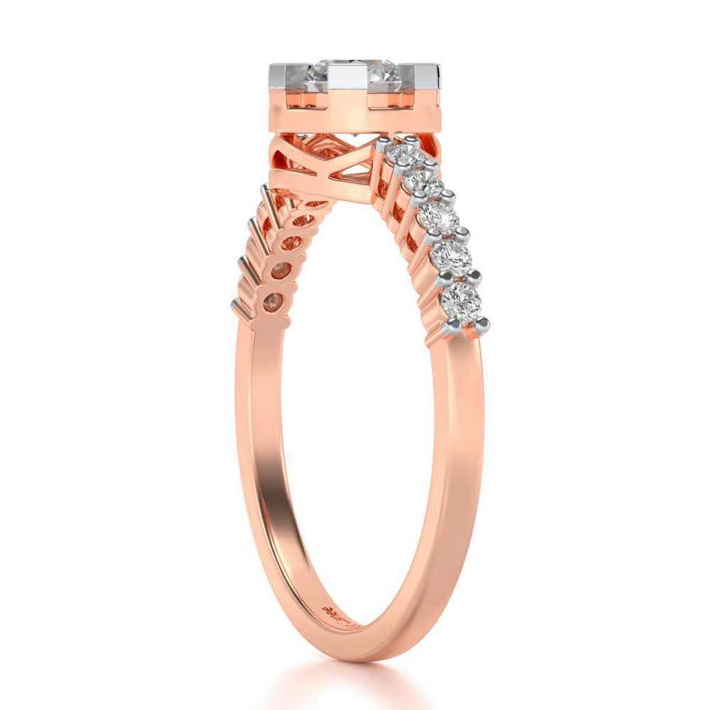 Evocative Shine Solitaire Silver Ring - Rose Gold - Image 3