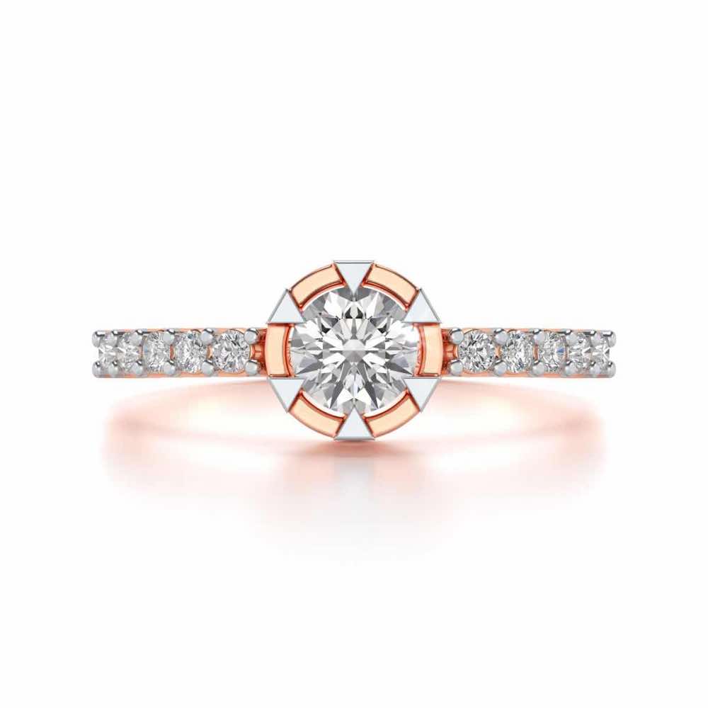 Evocative Shine Solitaire Silver Ring - Rose Gold - Image 4