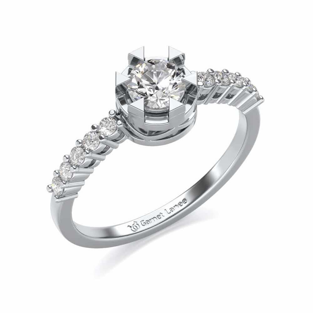 Evocative Shine Solitaire Silver Ring - White Gold - Image 1