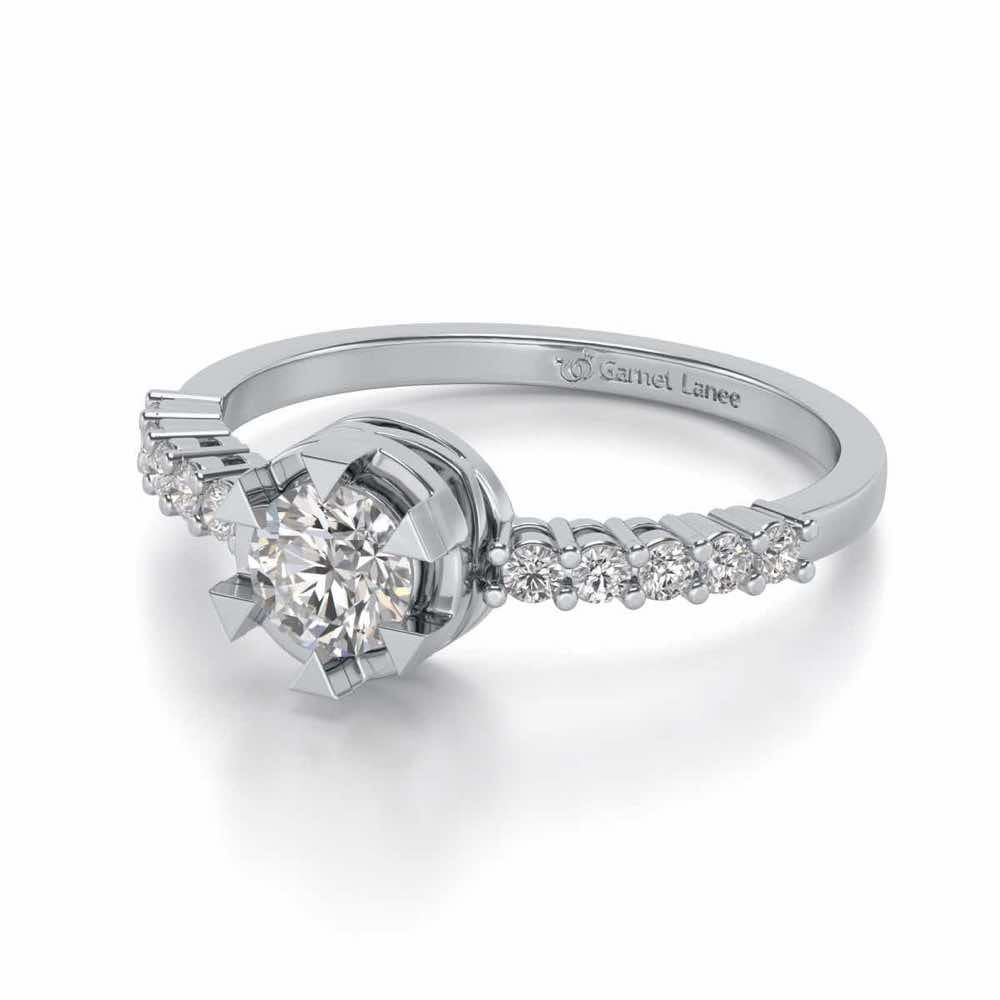 Evocative Shine Solitaire Silver Ring - White Gold - Image 2