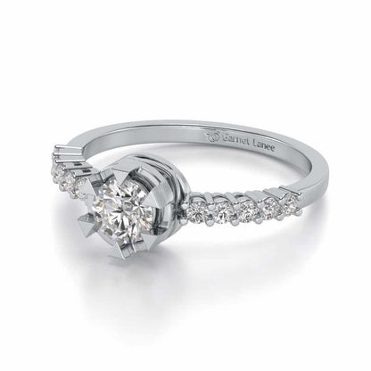 Evocative Shine Solitaire Silver Ring - White Gold - Image 2