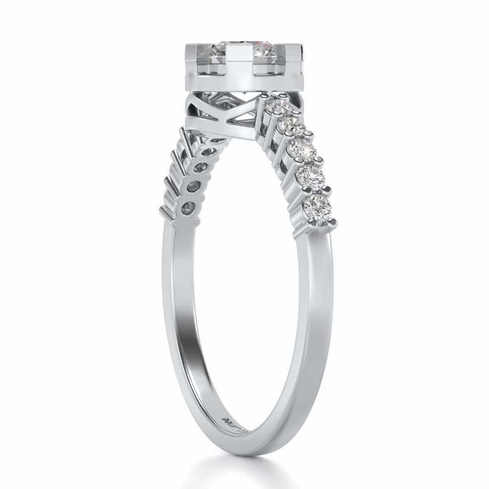 Evocative Shine Solitaire Silver Ring - White Gold - Image 3