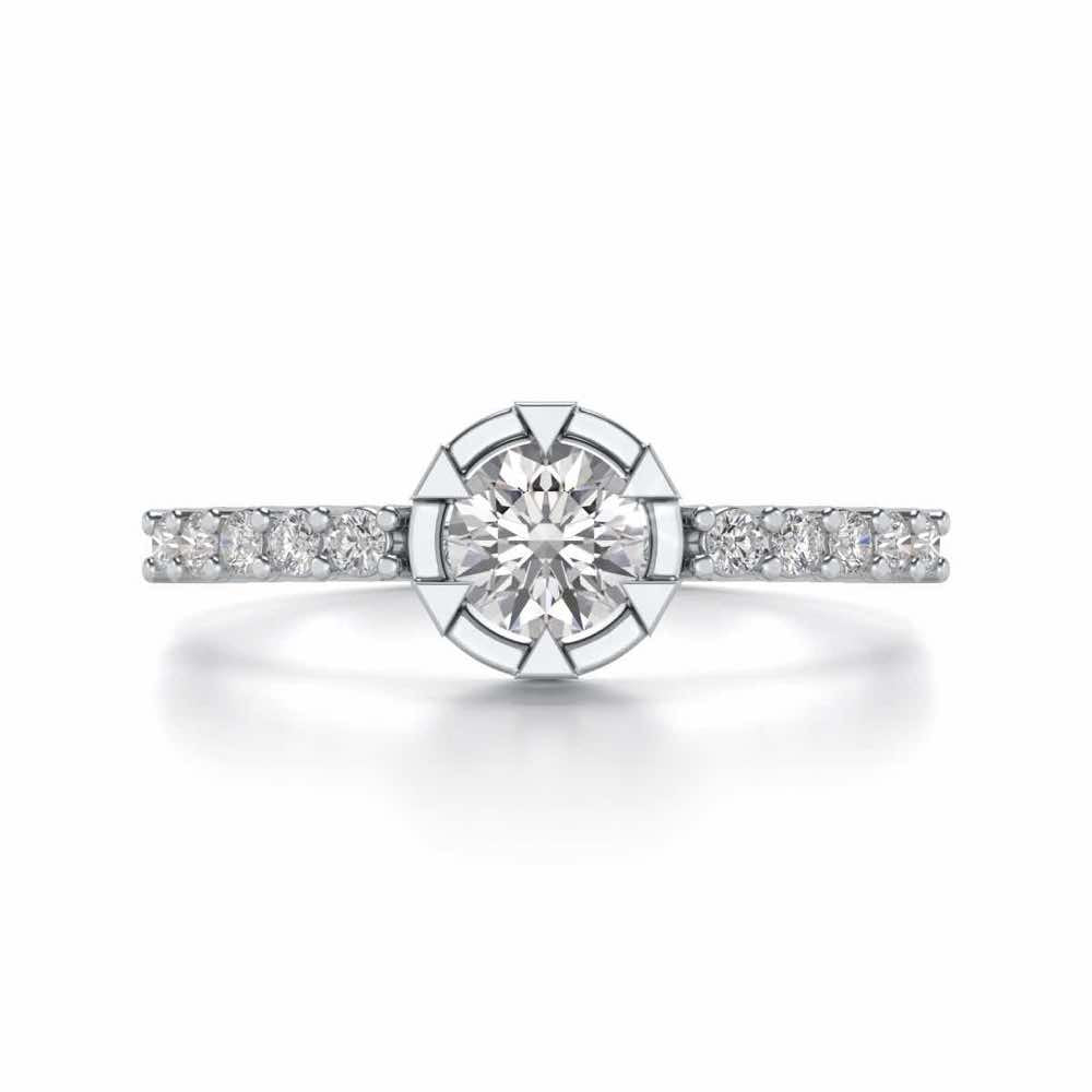 Evocative Shine Solitaire Silver Ring - White Gold - Image 4