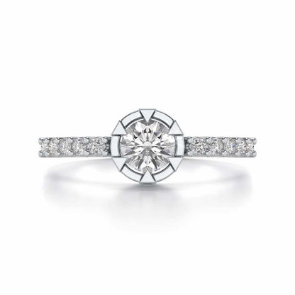 Evocative Shine Solitaire Silver Ring - White Gold - Image 4