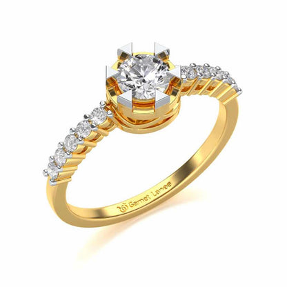 Evocative Shine Solitaire Silver Ring - Yellow Gold - Image 1