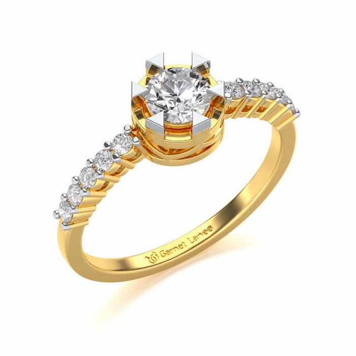 Evocative Shine Solitaire Silver Ring - Yellow Gold - Image 1
