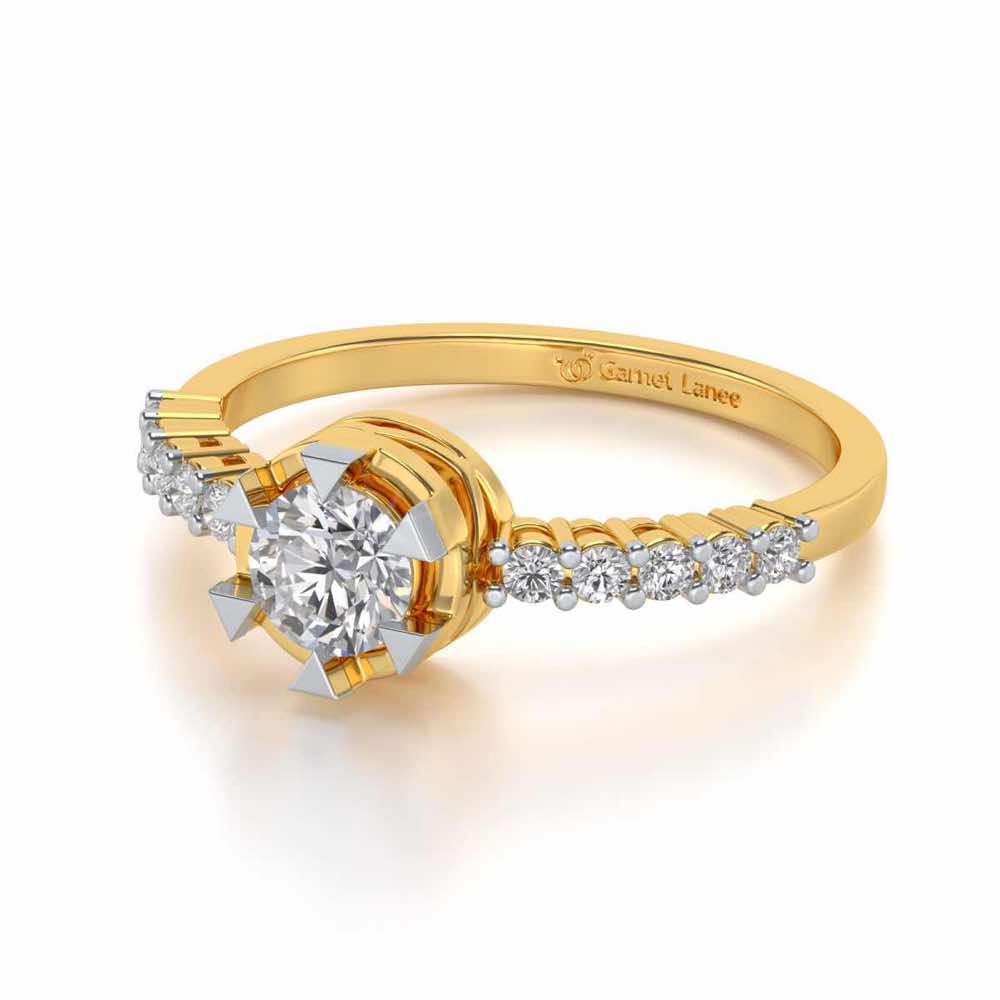 Evocative Shine Solitaire Silver Ring - Yellow Gold - Image 2
