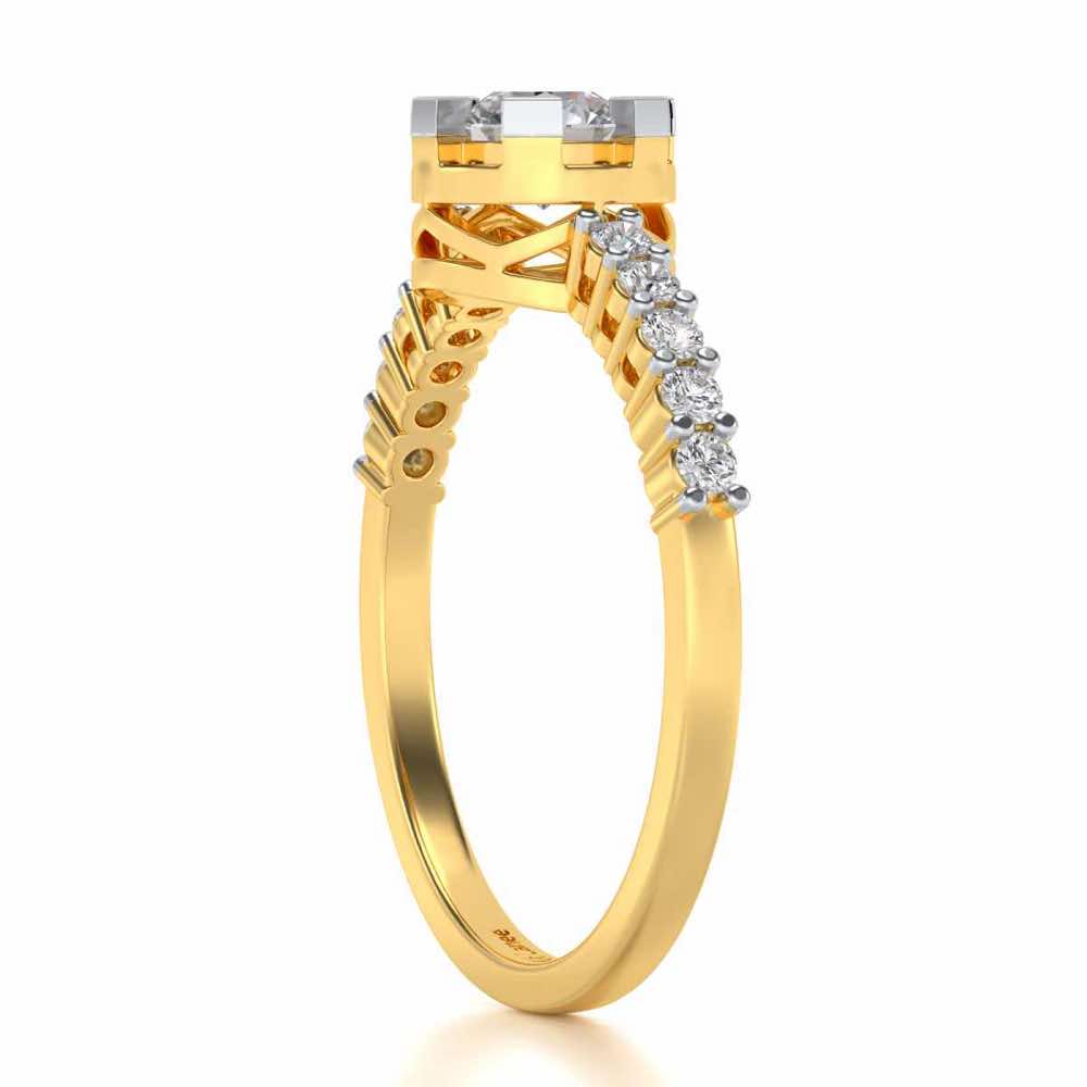 Evocative Shine Solitaire Silver Ring - Yellow Gold - Image 3