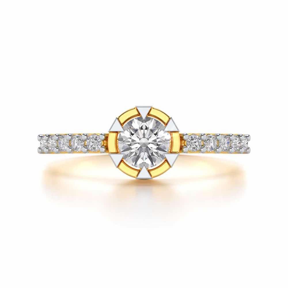 Evocative Shine Solitaire Silver Ring - Yellow Gold - Image 4