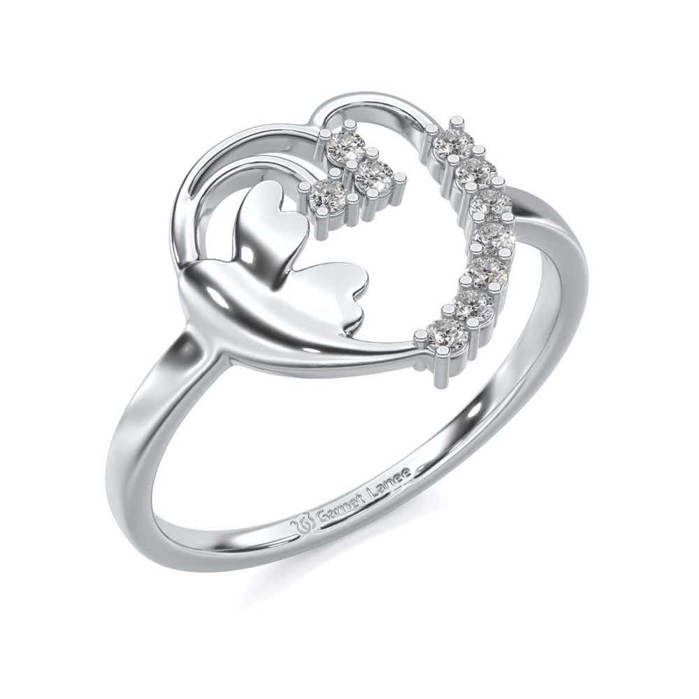 Exapnsive Heart Silver Ring - White Gold - Image 1