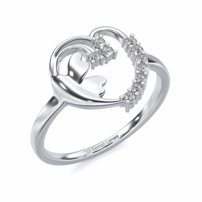 Exapnsive Heart Silver Ring - White Gold - Image 1