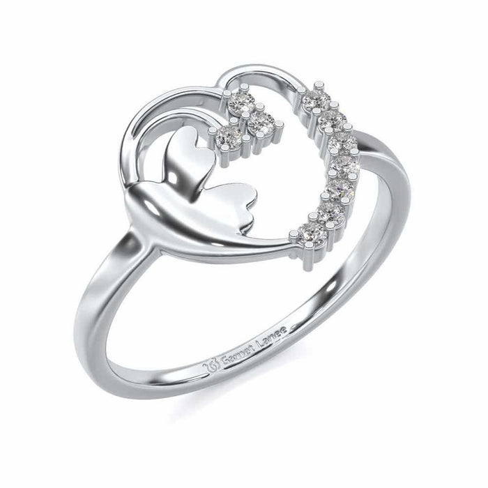 Exapnsive Heart Silver Ring - White Gold - Image 1