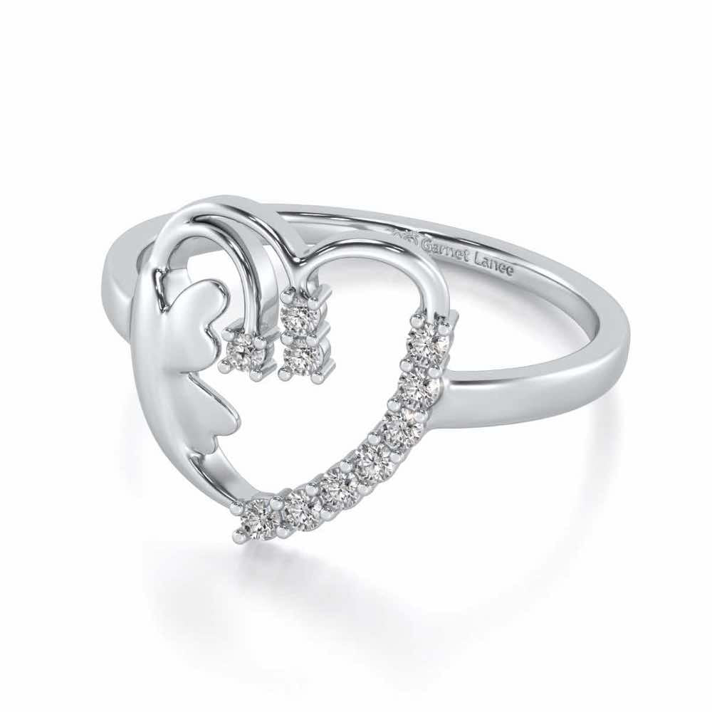 Exapnsive Heart Silver Ring - White Gold - Image 2