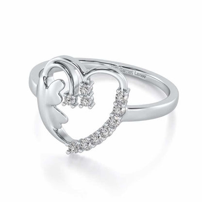 Exapnsive Heart Silver Ring - White Gold - Image 2