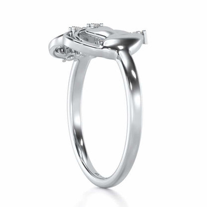 Exapnsive Heart Silver Ring - White Gold - Image 3