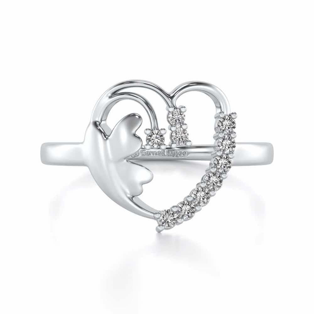 Exapnsive Heart Silver Ring - White Gold - Image 4