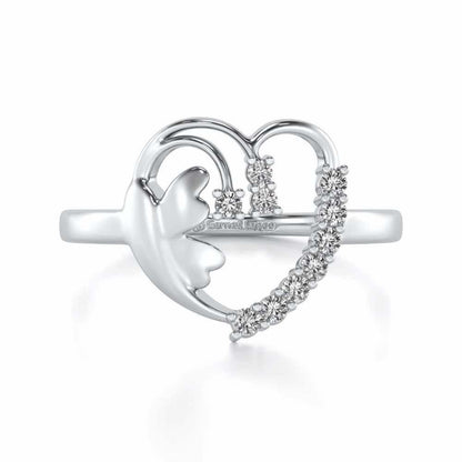 Exapnsive Heart Silver Ring - White Gold - Image 4