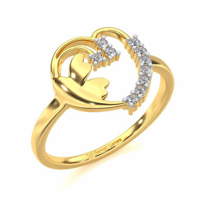 Exapnsive Heart Silver Ring - Yellow Gold - Image 1