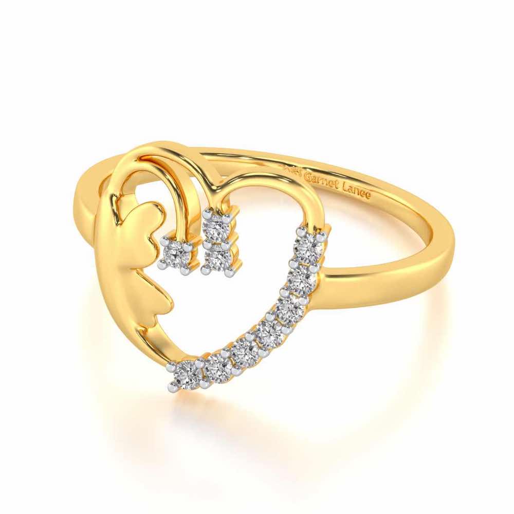 Exapnsive Heart Silver Ring - Yellow Gold - Image 2