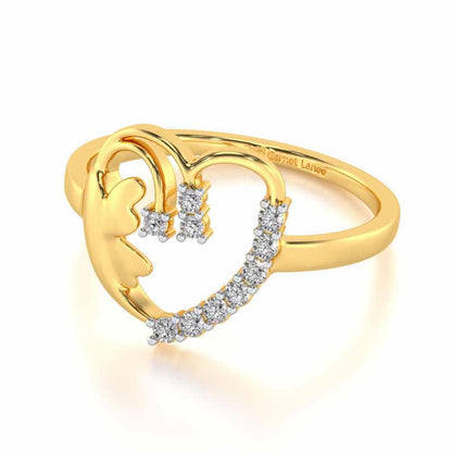 Exapnsive Heart Silver Ring - Yellow Gold - Image 2