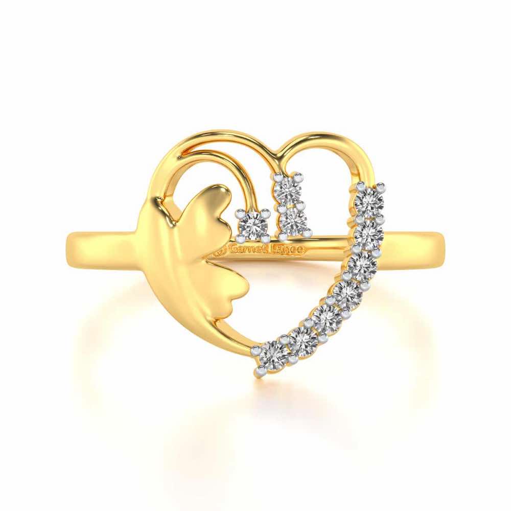 Exapnsive Heart Silver Ring - Yellow Gold - Image 4