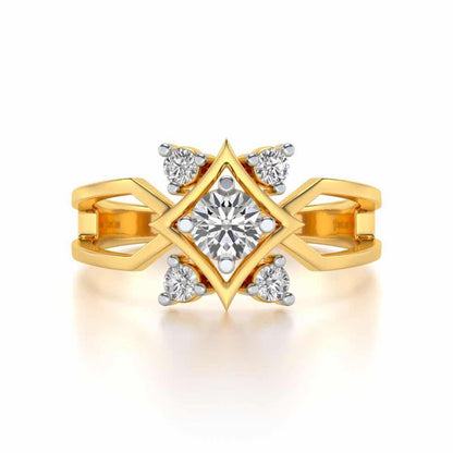Excellency Solitaire Silver Ring - Yellow Gold - Image 4