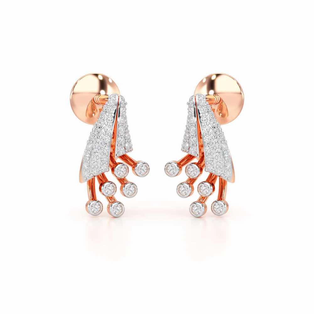 Exquisite Desire Silver Stud Earrings - Rose Gold - Image 2