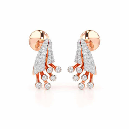 Exquisite Desire Silver Stud Earrings - Rose Gold - Image 2
