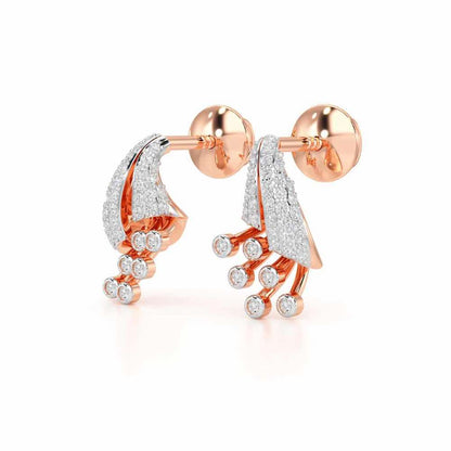 Exquisite Desire Silver Stud Earrings - Rose Gold - Image 3