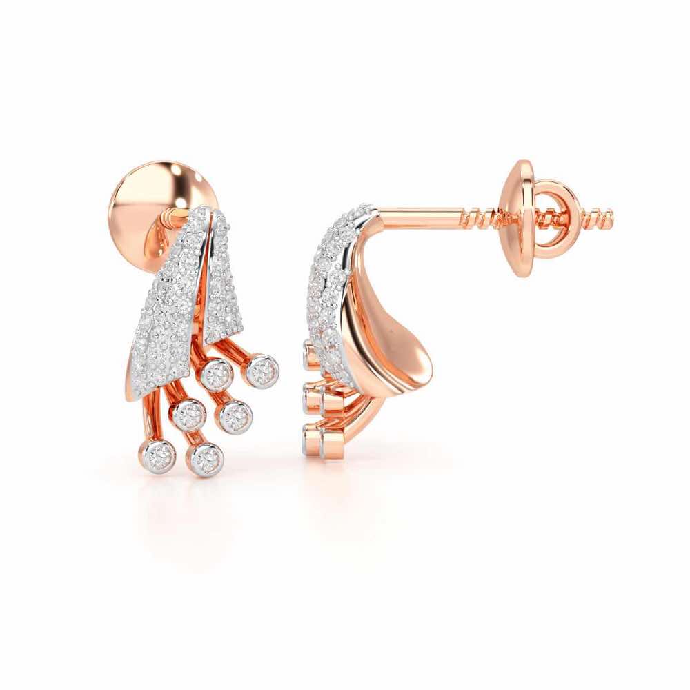 Exquisite Desire Silver Stud Earrings - Rose Gold - Image 4