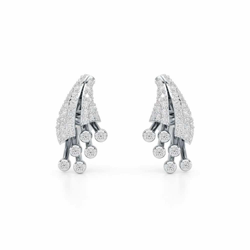 Exquisite Desire Silver Stud Earrings - White Gold - Image 1