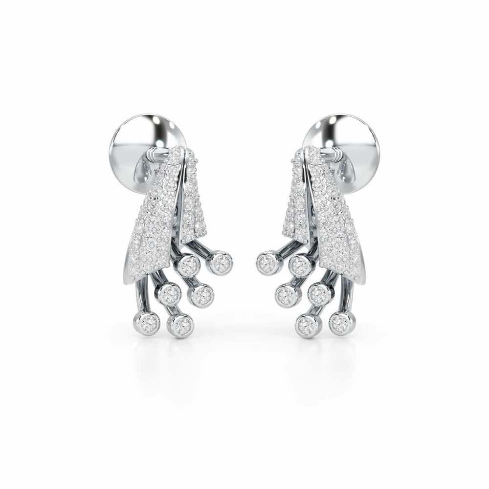 Exquisite Desire Silver Stud Earrings - White Gold - Image 2