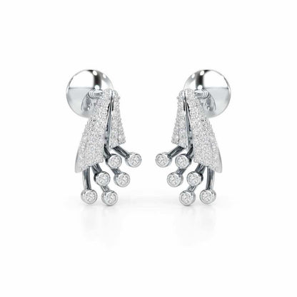 Exquisite Desire Silver Stud Earrings - White Gold - Image 2
