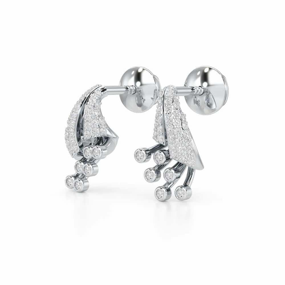 Exquisite Desire Silver Stud Earrings - White Gold - Image 3