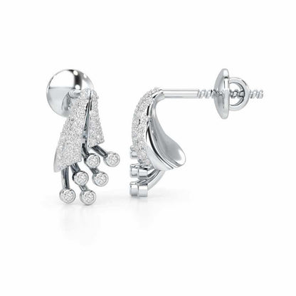 Exquisite Desire Silver Stud Earrings - White Gold - Image 4