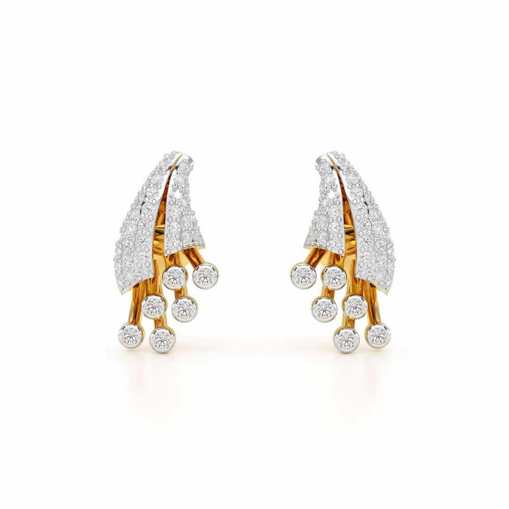 Exquisite Desire Silver Stud Earrings - Yellow Gold - Image 1