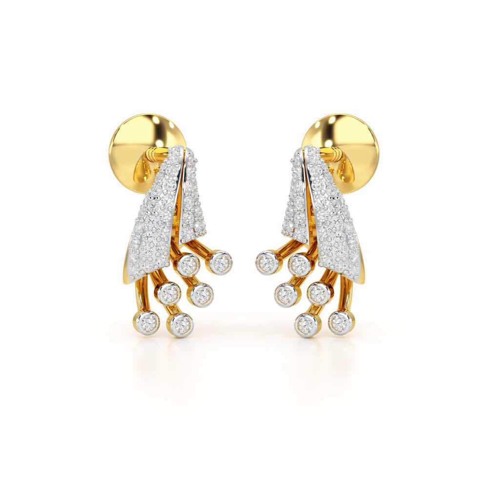 Exquisite Desire Silver Stud Earrings - Yellow Gold - Image 2