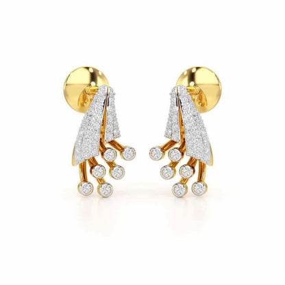 Exquisite Desire Silver Stud Earrings - Yellow Gold - Image 2