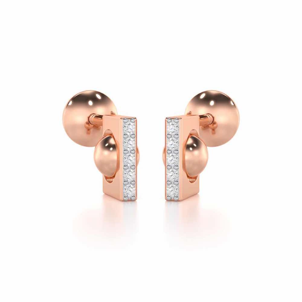 Exquisite Enchantment Silver Stud Earrings - Rose Gold - Image 1