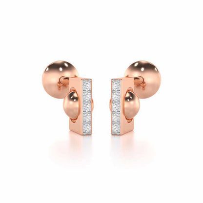 Exquisite Enchantment Silver Stud Earrings - Rose Gold - Image 1