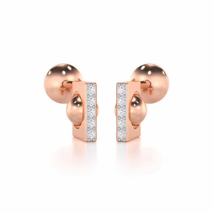 Exquisite Enchantment Silver Stud Earrings - Rose Gold - Image 1