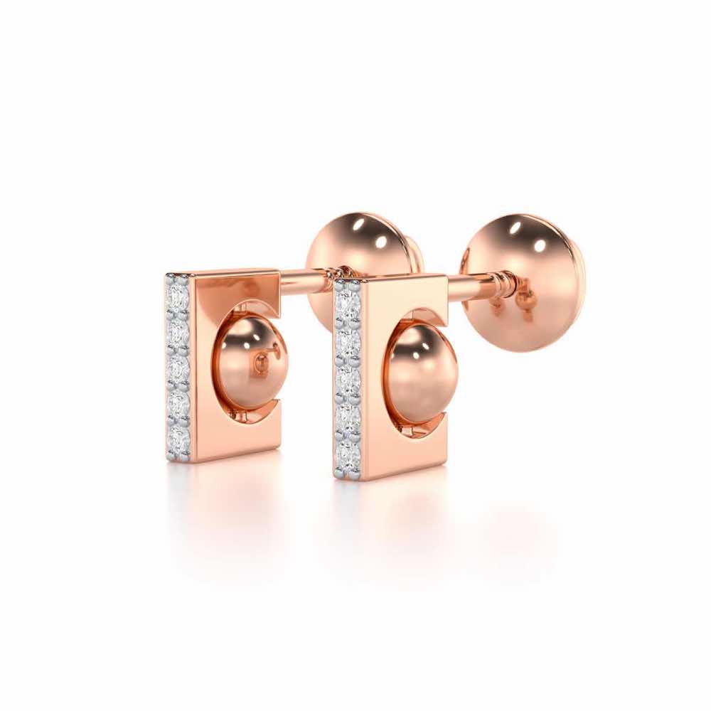 Exquisite Enchantment Silver Stud Earrings - Rose Gold - Image 2