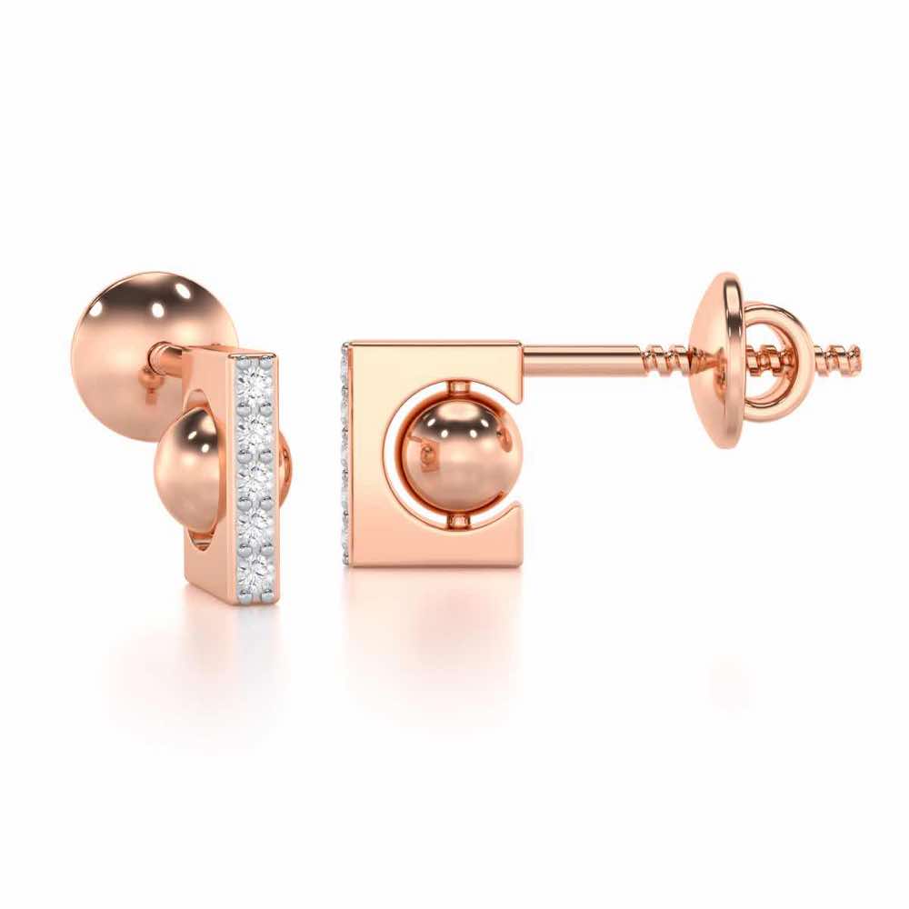 Exquisite Enchantment Silver Stud Earrings - Rose Gold - Image 3