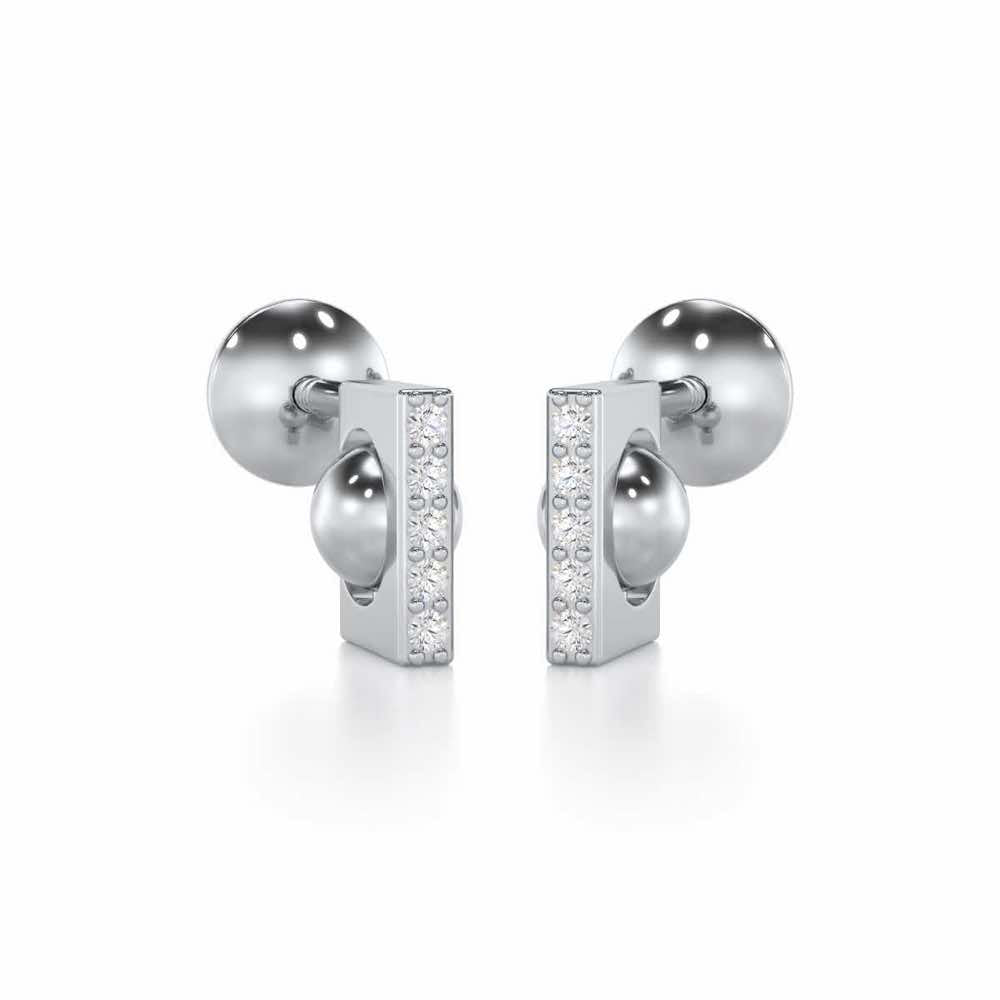 Exquisite Enchantment Silver Stud Earrings - White Gold - Image 1