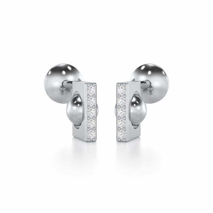 Exquisite Enchantment Silver Stud Earrings - White Gold - Image 1