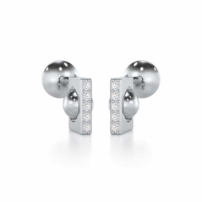 Exquisite Enchantment Silver Stud Earrings - White Gold - Image 1