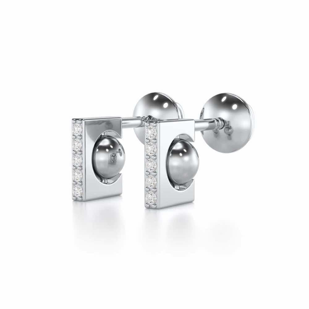 Exquisite Enchantment Silver Stud Earrings - White Gold - Image 2